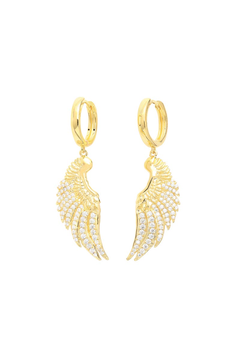 Seven Saints Angel Wing Pave Earrings, Main, color, Gold