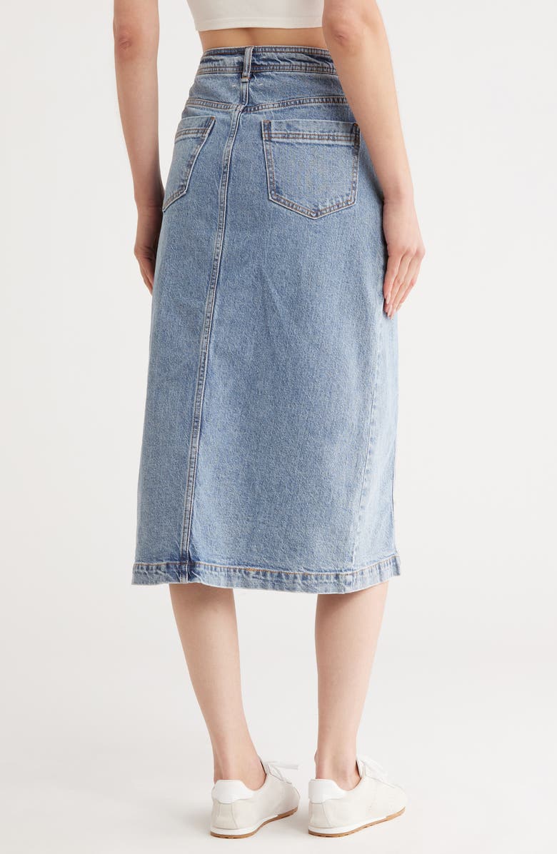 Habitual Center Slit Denim Midi Skirt, Alternate, color, Pacific