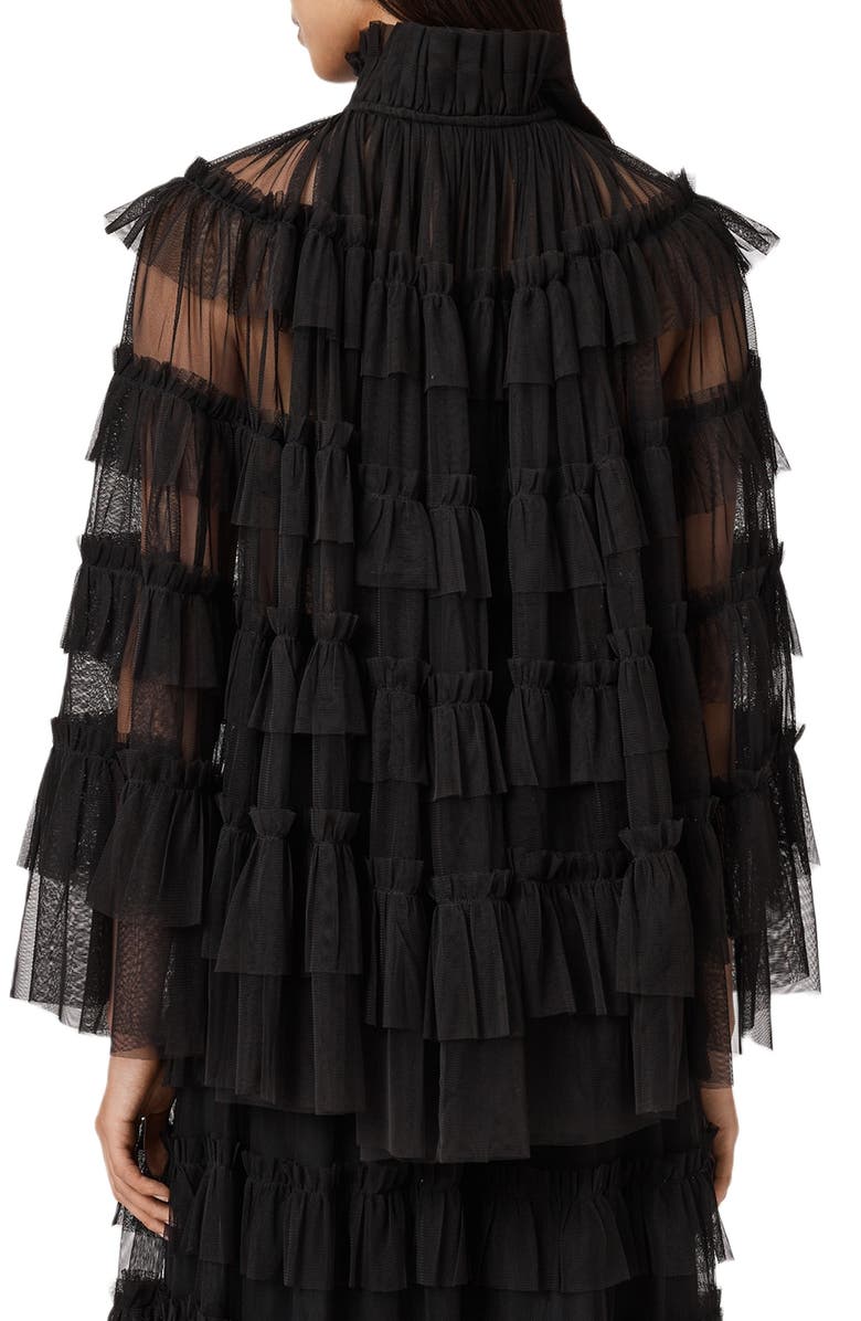 AllSaints Aude Ruffle Cape, Alternate, color, 