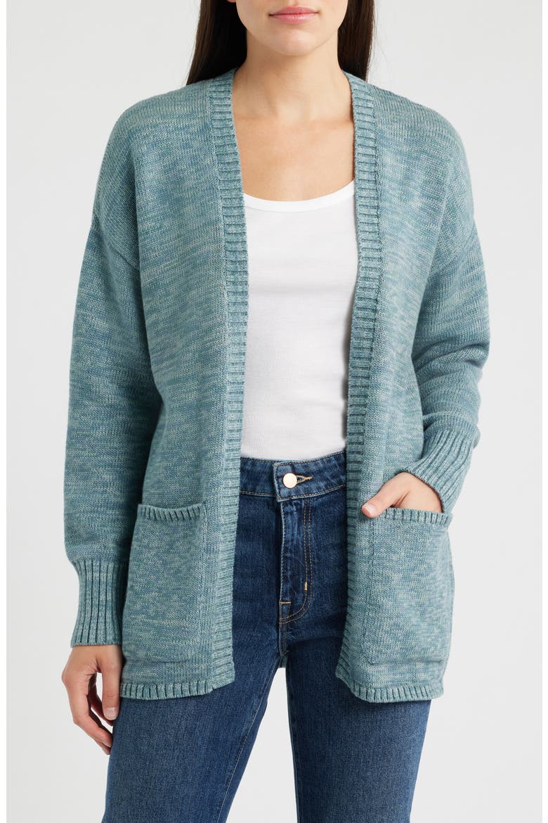 Sierra Springs Open Front Cardigan, Main, color, SEA BLUE MIX