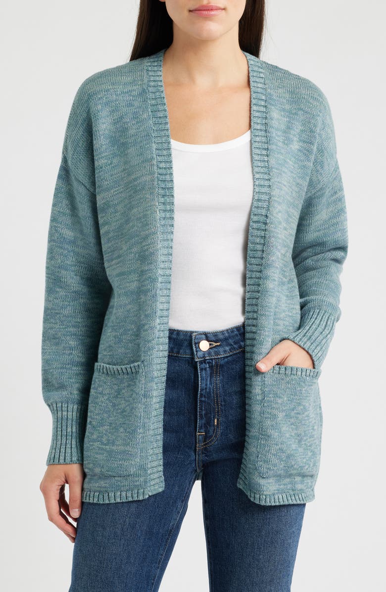 Pendleton Sierra Springs Open Front Cardigan, Main, color, Sea Blue Mix