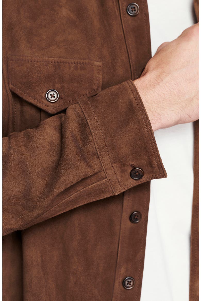 Featherweight Leather Shirt, Alternate, color, CHOCOLATE