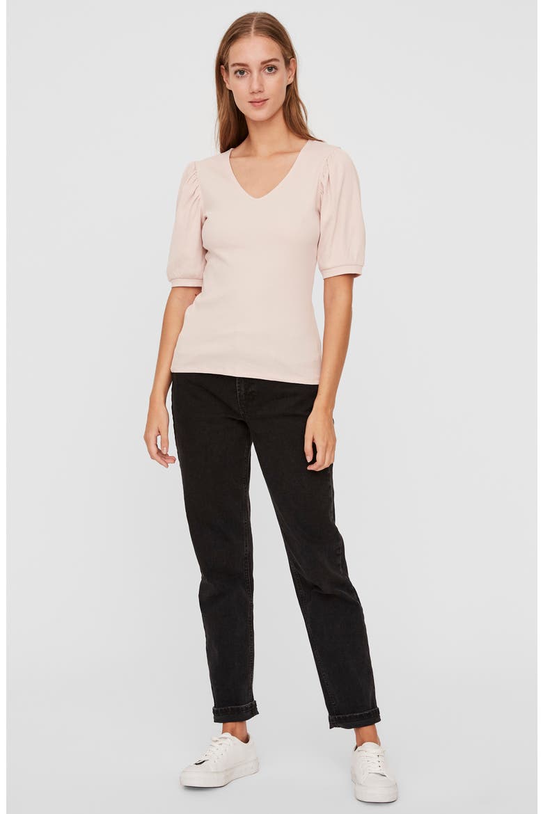 Isla Rib V-Neck Top, Alternate, color, SEPIA ROSE