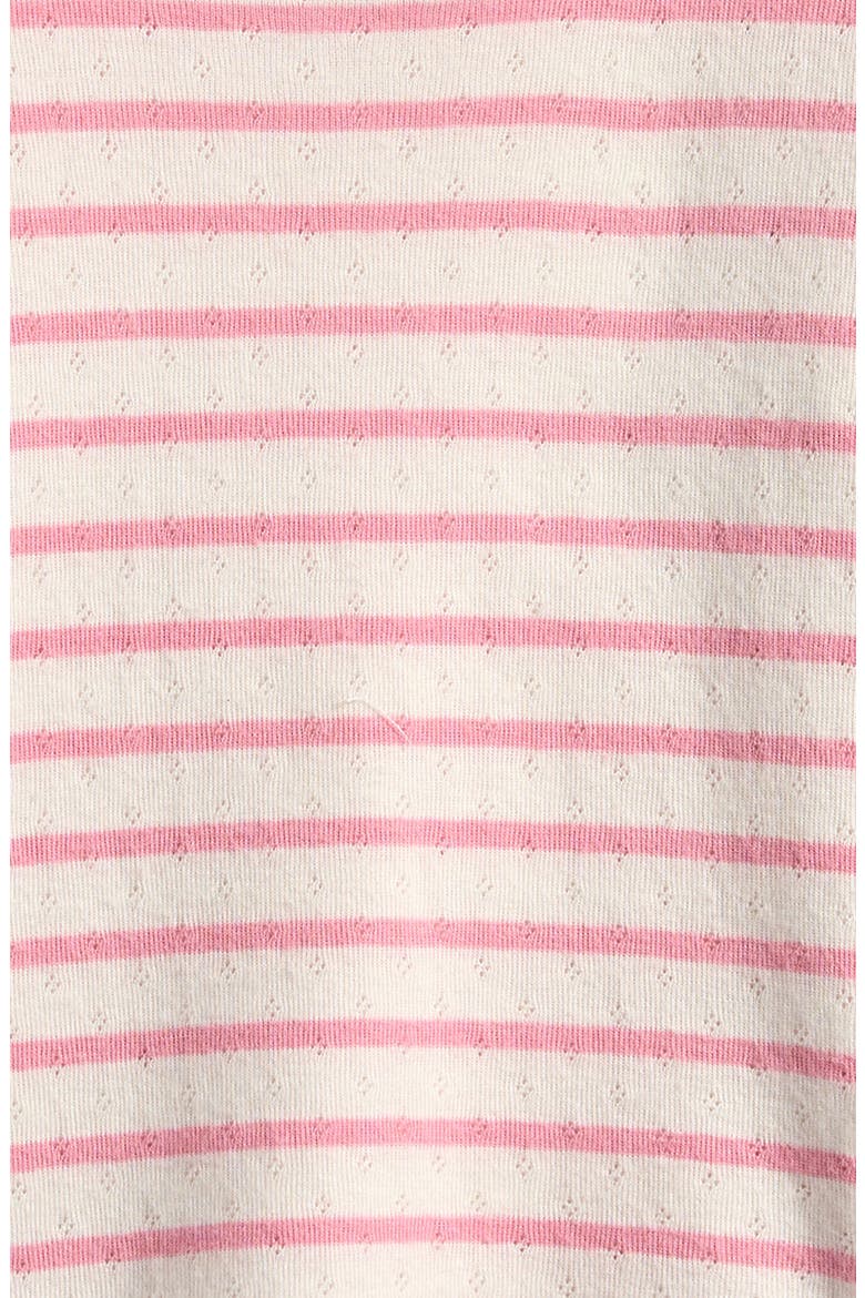 Kids' Stripe Long Sleeve Pointelle T-Shirt, Alternate, color, IVORY/ PINK STRIPE