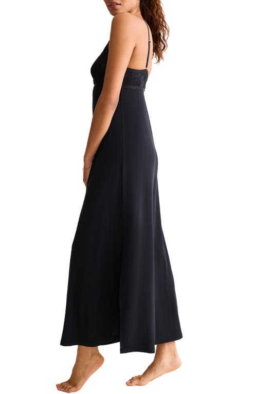 Fleur't Parisian Nights Lace Trim Nightgown In Blue