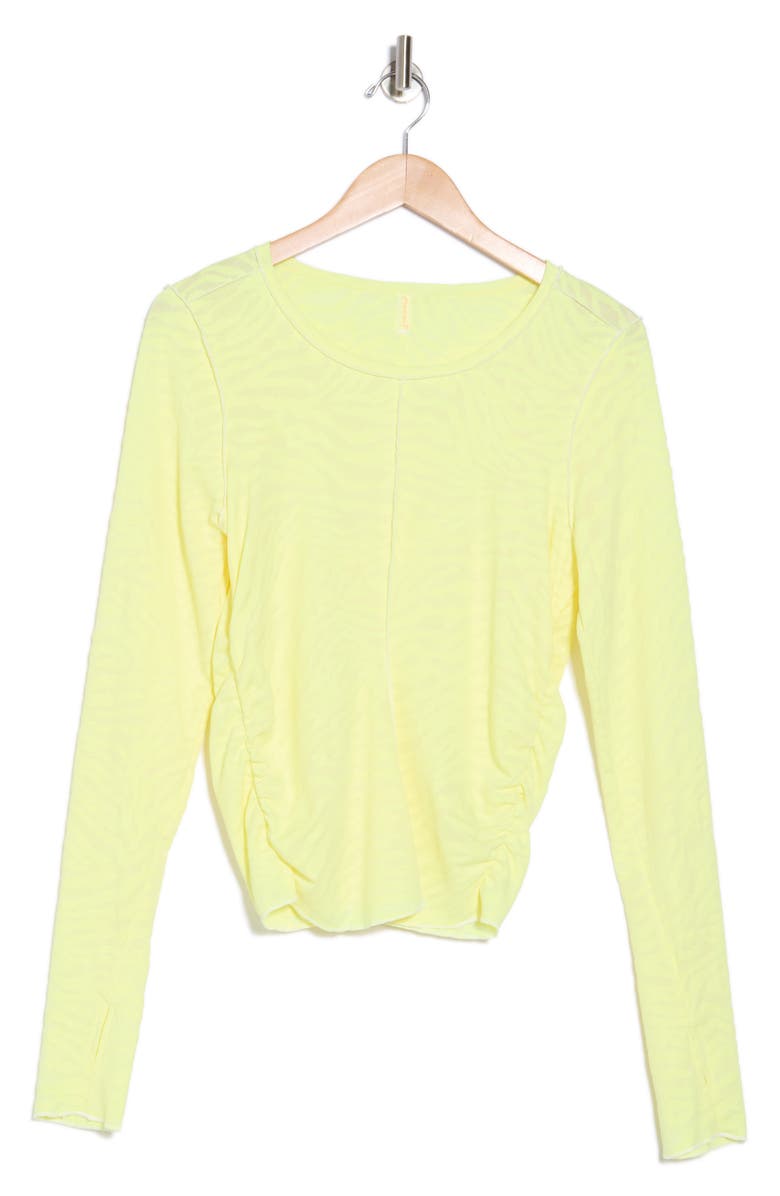 Free People FP Movement Right on Run Long Sleeve Jacquard Top, Alternate, color, Neon Yellow