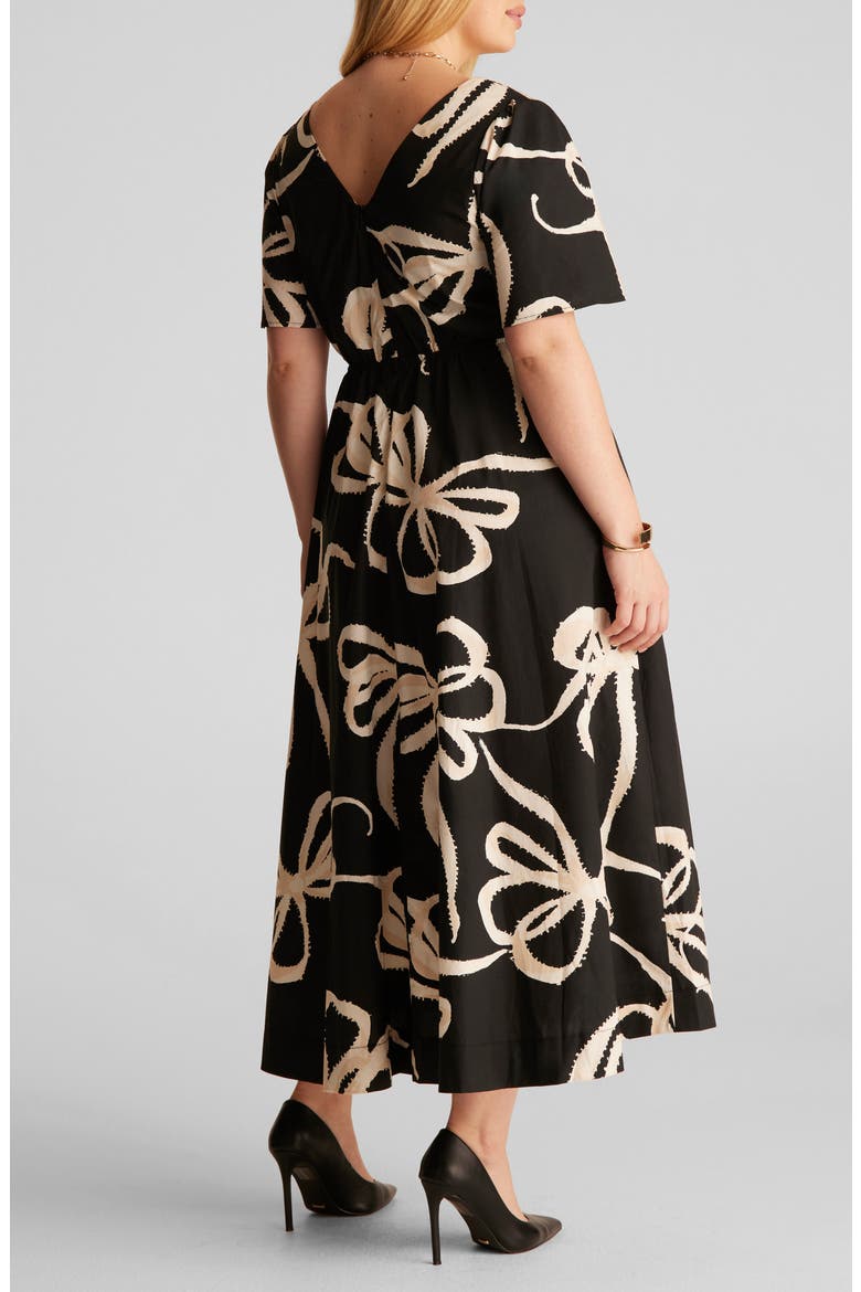 Nadja Floral Cotton Midi Dress, Alternate, color, BEIGE BOWS