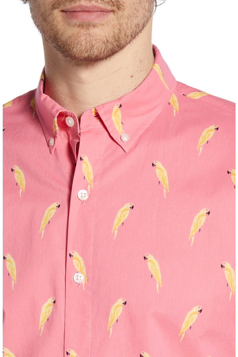 Riviera Slim Fit Macaw Print Shirt, Alternate, color, MACAW STAMP