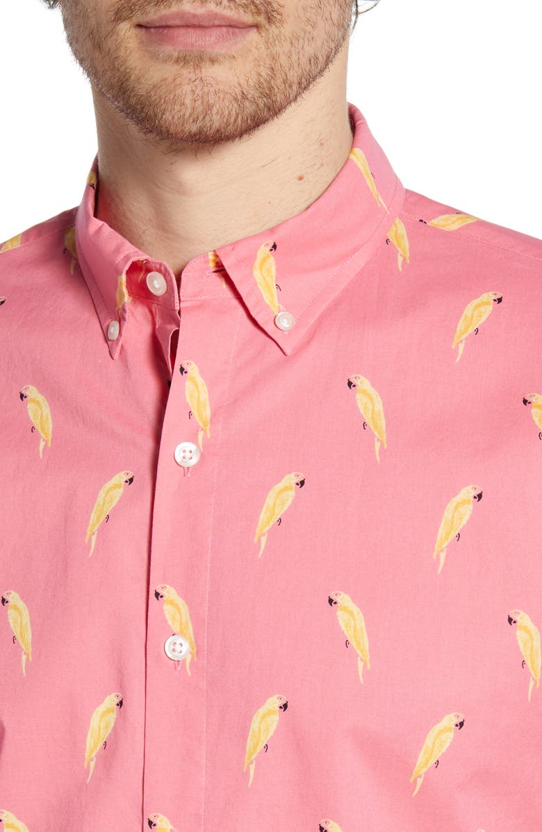 Bonobos Riviera Slim Fit Macaw Print Shirt, Alternate, color, 