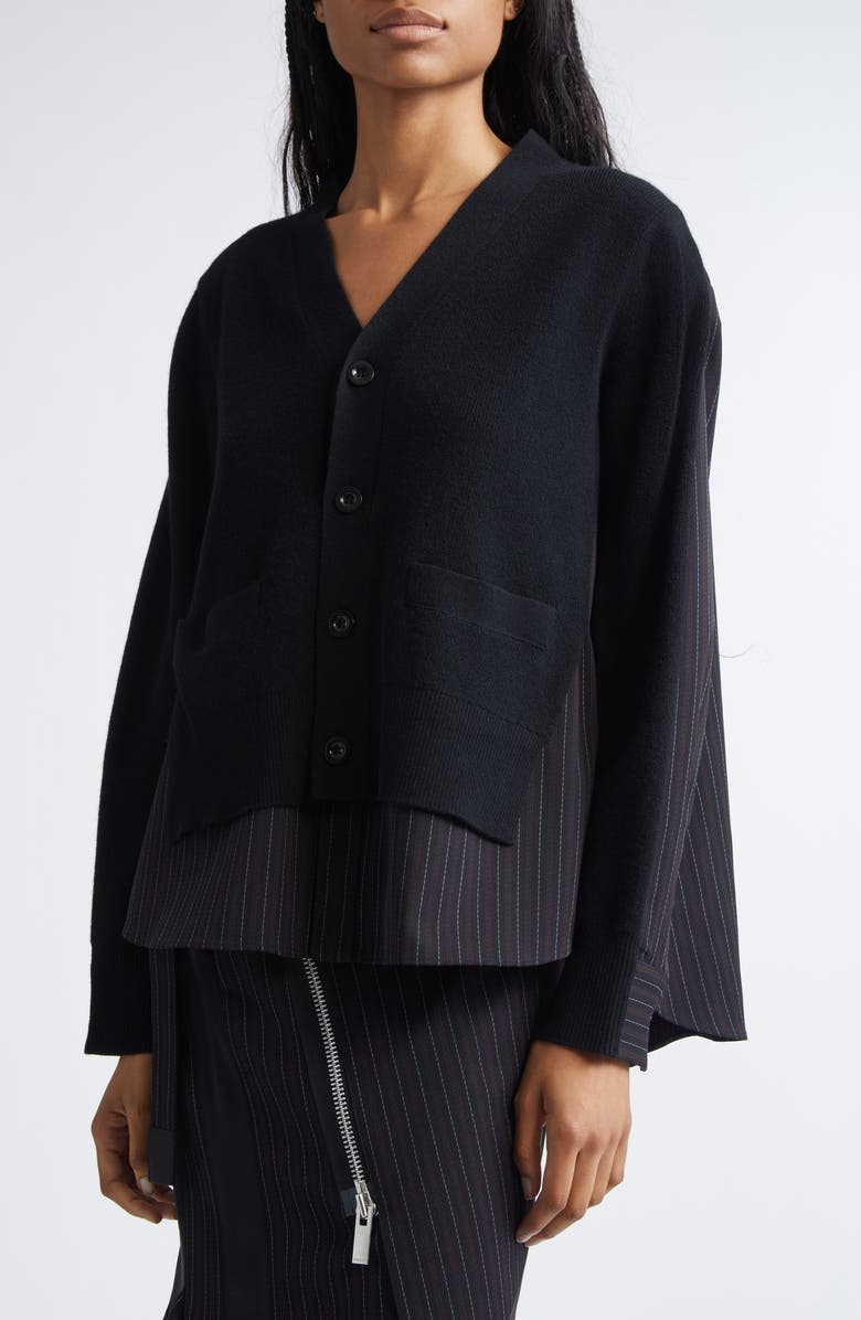 Sacai Mixed Media Jacket, Alternate, color, Black