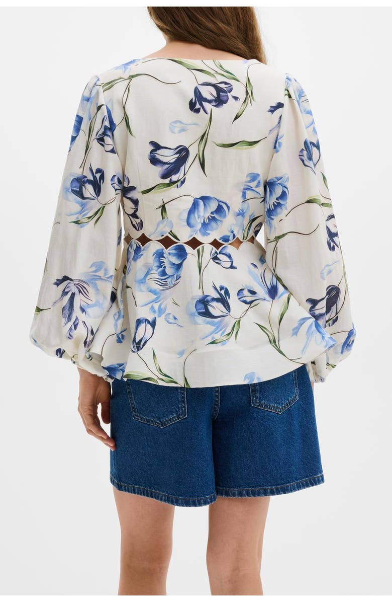 Malina Maya Scalloped Balloon Sleeve Blouse, Alternate, color, Tulip Blue