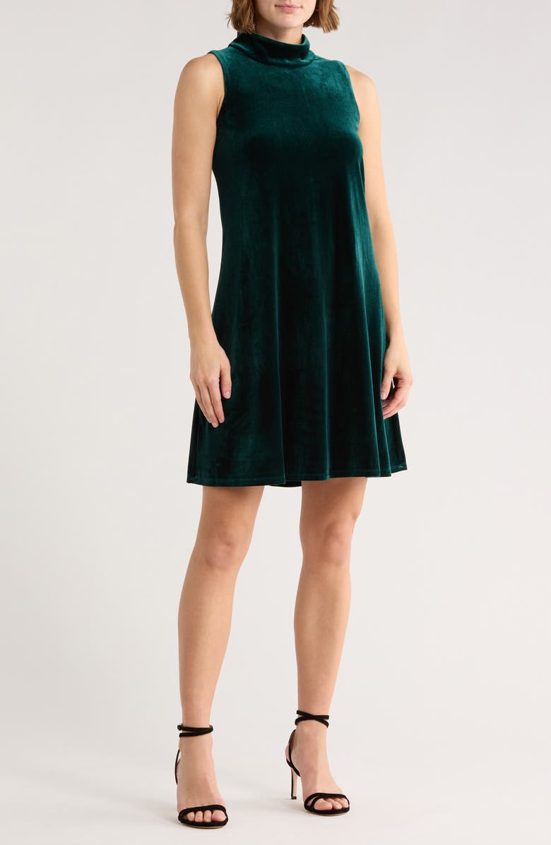 Halogen<sup>®</sup> Velour A-Line Midi Dress, Main, color, Spruce