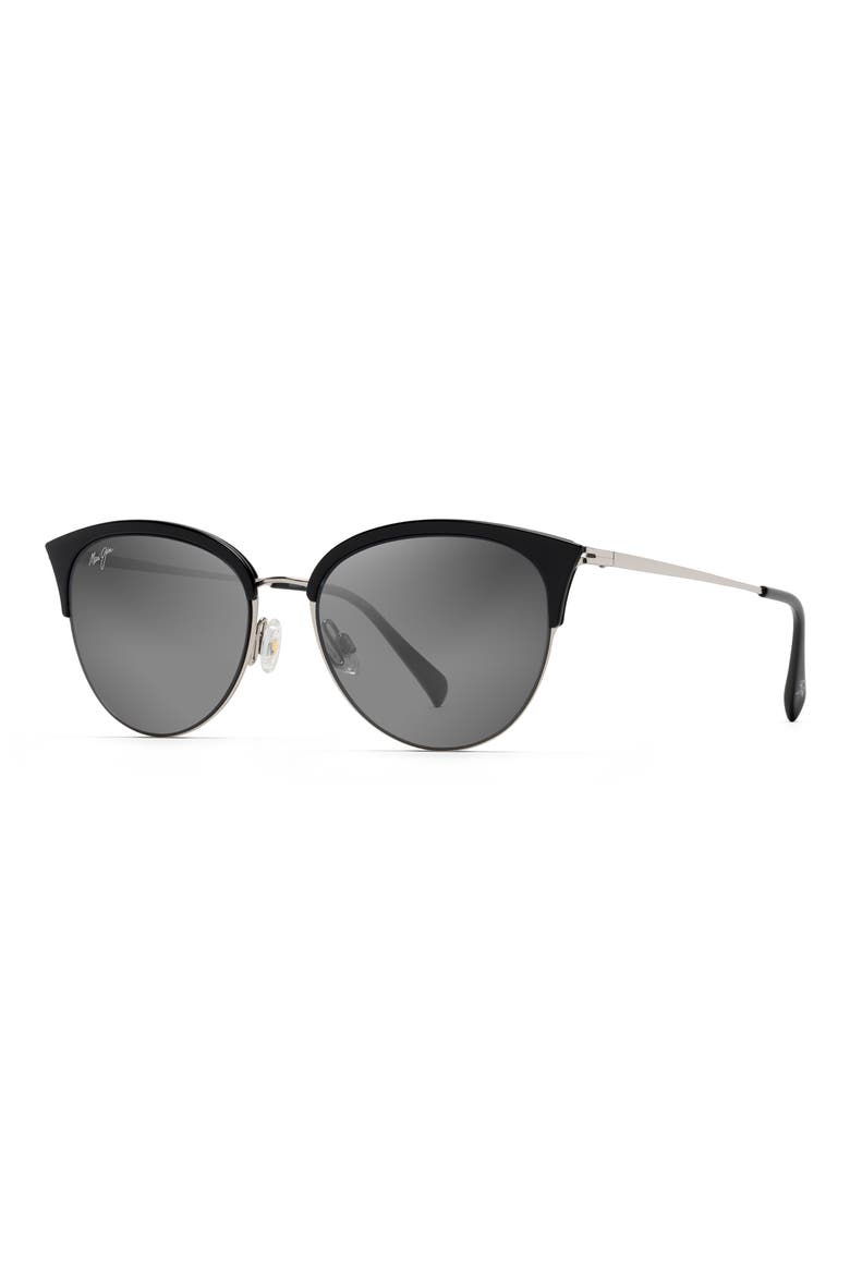 Olili 53mm Gradient PolarizedPlus2® Cat Eye Sunglasses, Alternate, color, BLACK GLOSS