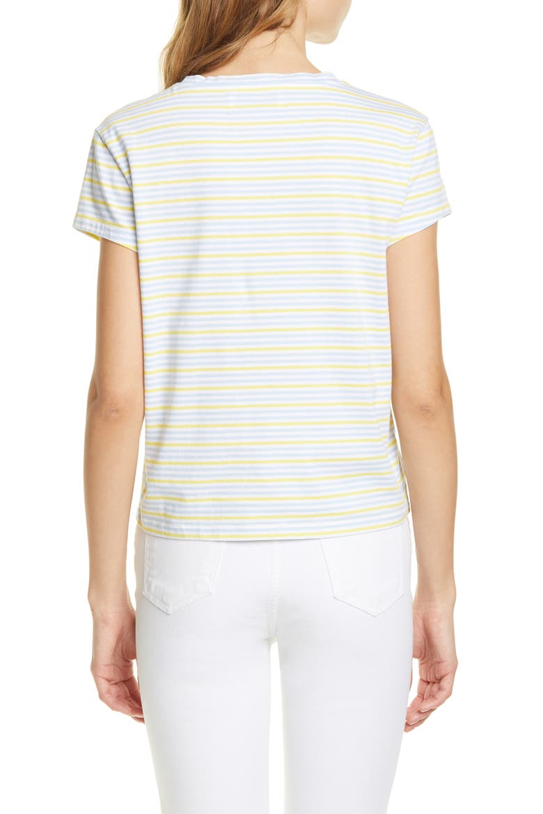 Stripe Shrunken Tee, Alternate, color, WHITE/ LIGHT BLUE/ YELLOW