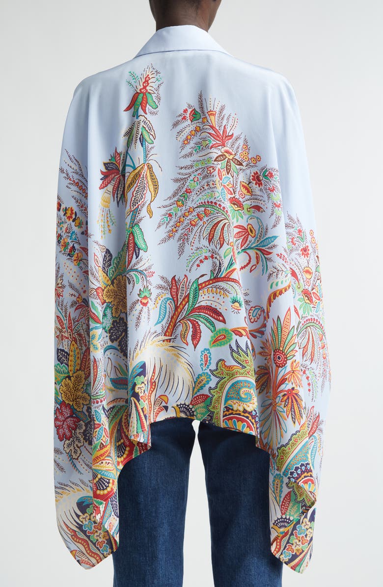 Etro Paisley Print Handkerchief Hem Silk Button-Up Shirt, Alternate, color, Print On Pale Blue Base