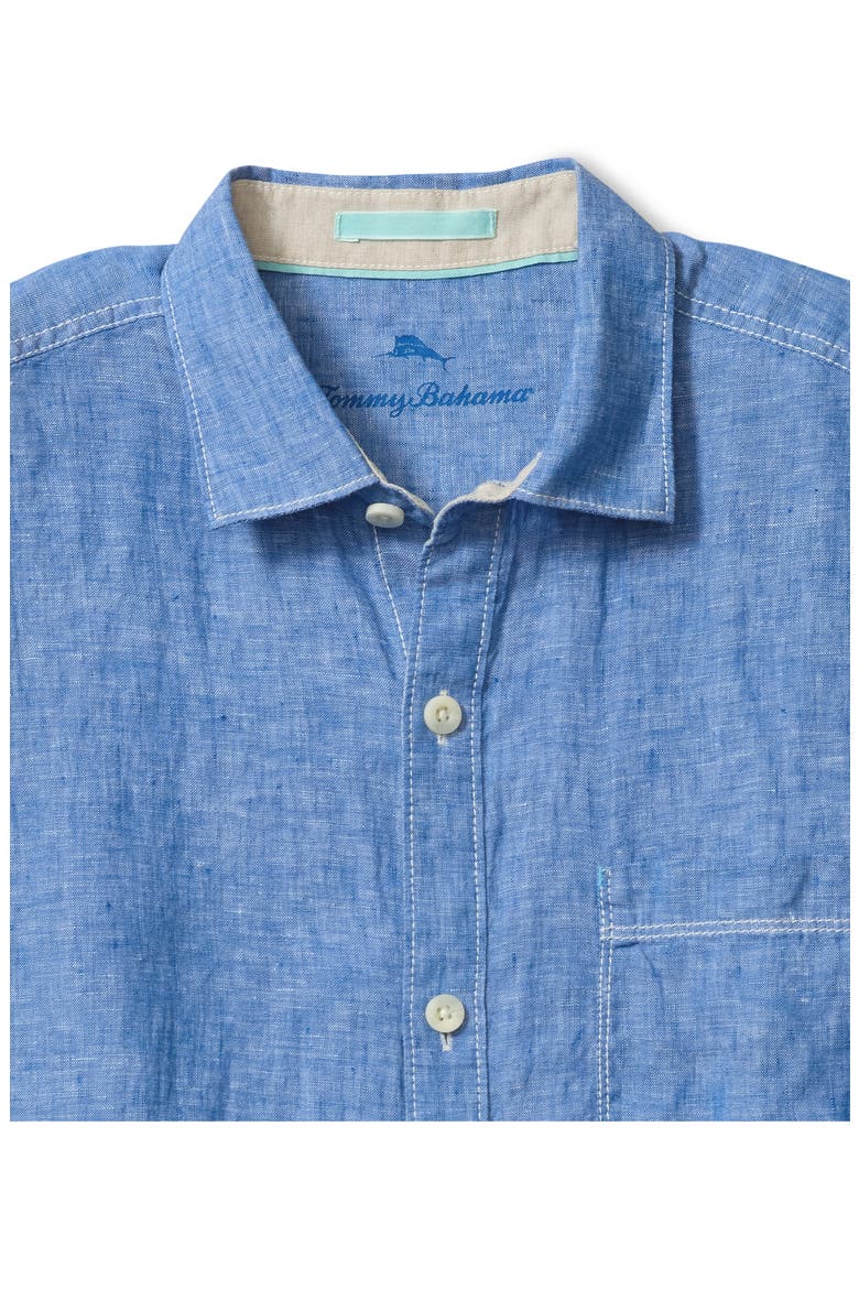 Paradise Breezer Short Sleeve Linen Button-Up Shirt, Alternate, color, VICTORIA BLUE