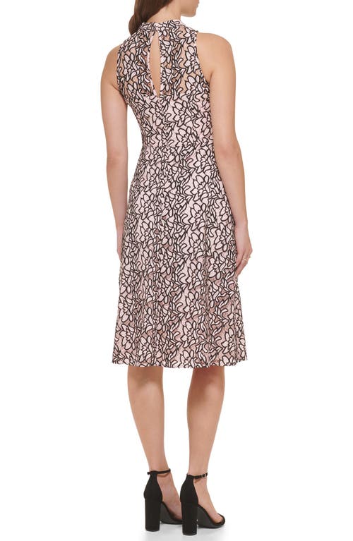 Kensie Two-tone Lace Sleeveless Fit & Flare Dress In Blush/black