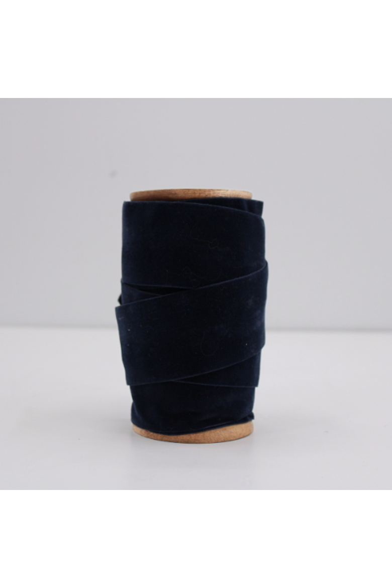 Wide Hand Dyed Velvet Ribbon Dark Blue, Main, color, Dark Blue