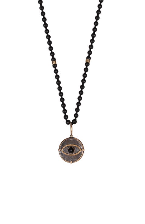 Men's Deep Consciousness - Matte Onyx Evil Eye Pendant Necklace
