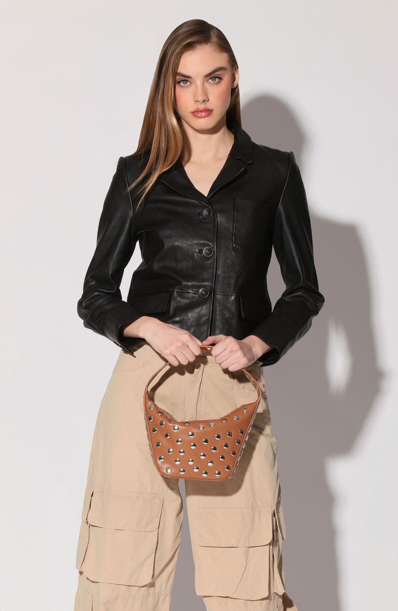 Walter Baker Hendrix Stud Leather Shoulder Bag, Alternate, color, Camel