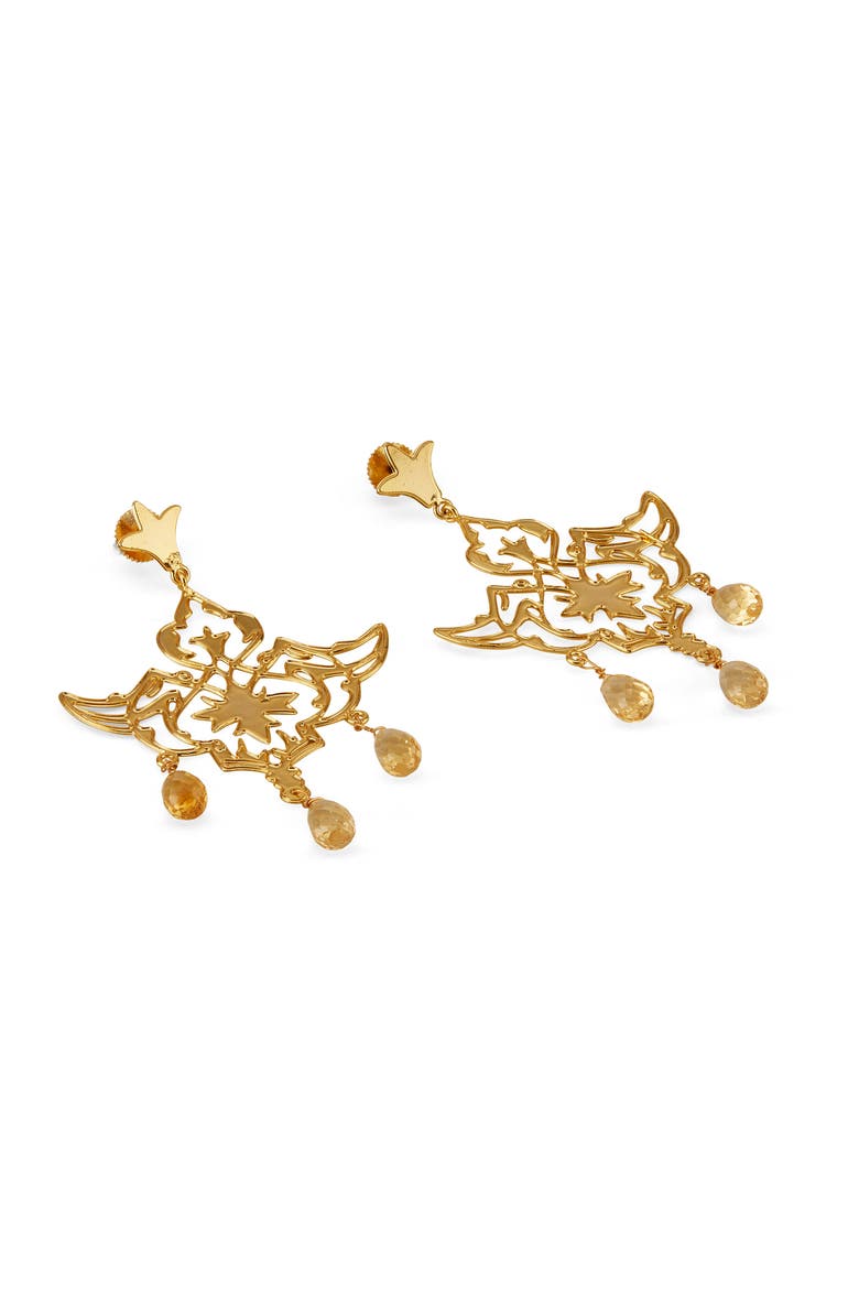 Mir Citrine Drops, Alternate, color, Gold Plated