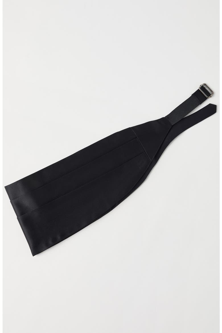 Cotton and silk satin cummerbund, Alternate, color, Black