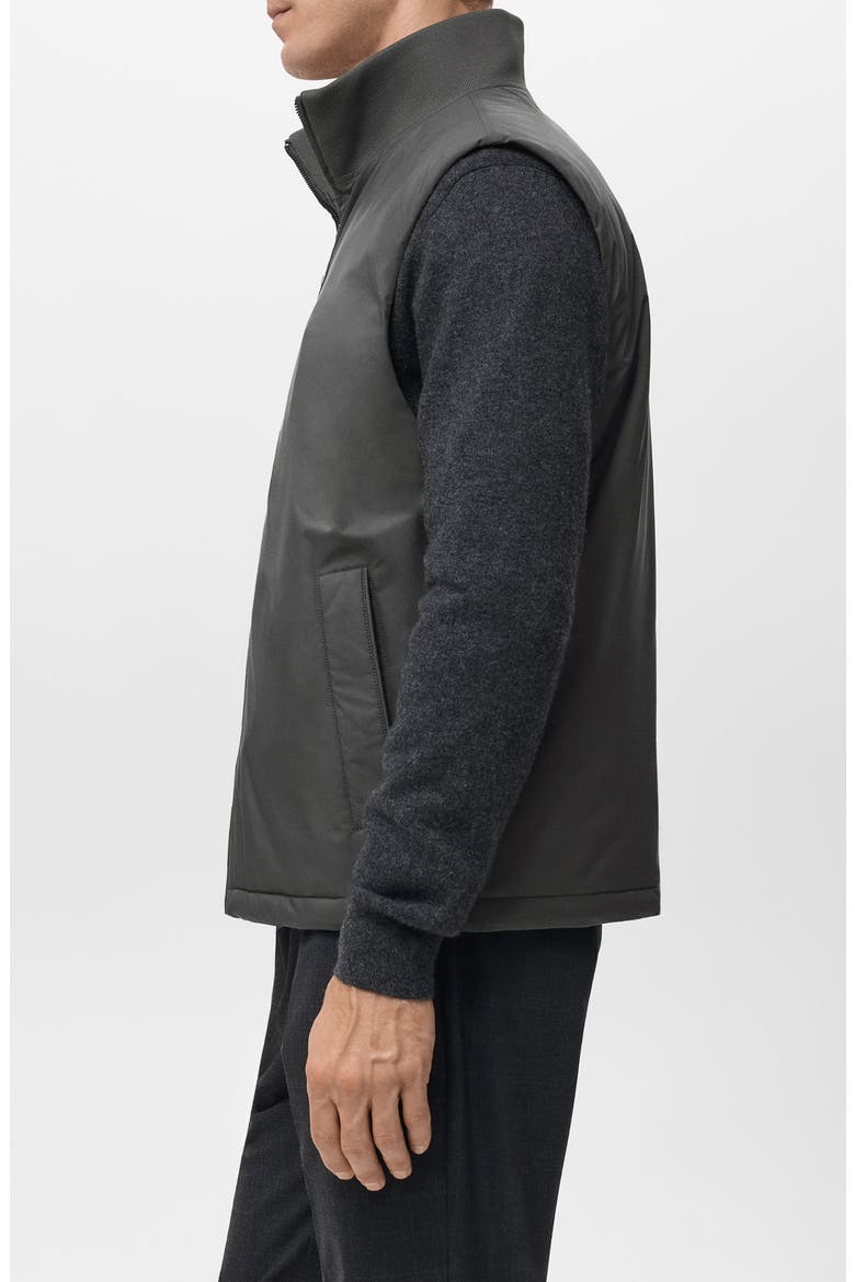 Quilted Ribbed Collar Vest, Alternate, color, GREY