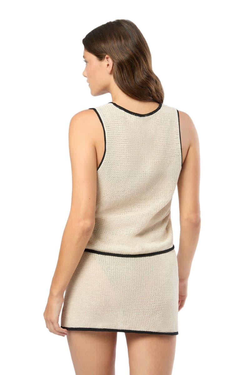 Onia Linen Knit Tie Front Tank Top, Alternate, color, Birch/Black