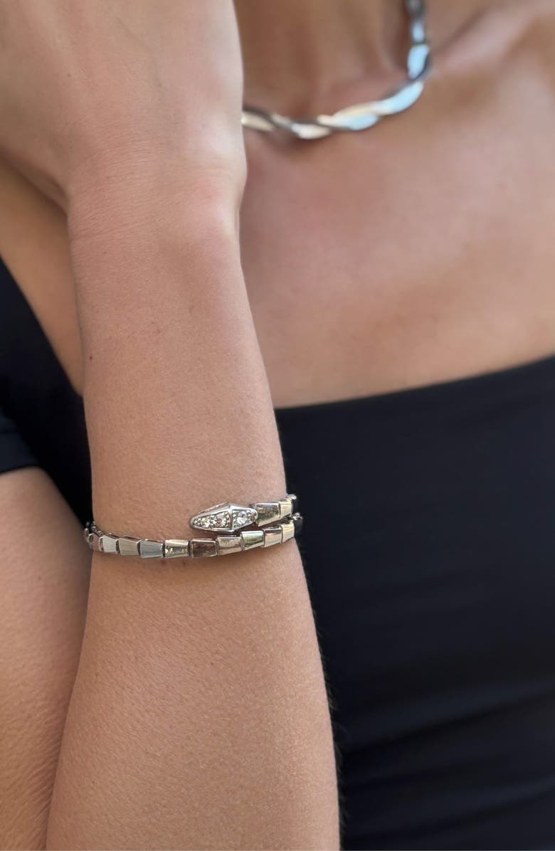 Adornia Set of 2 Snake & Clover Bracelets, Alternate, color, Silver