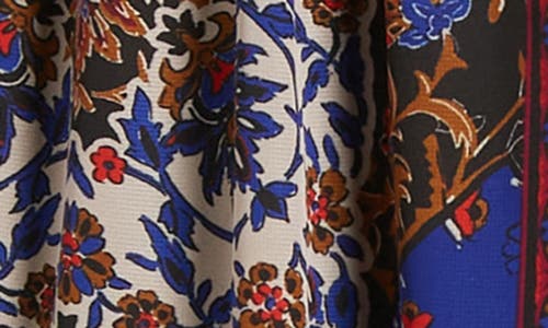 Julia Jordan Floral Print Long Sleeve Drawstring Waist Midi Dress In Multi