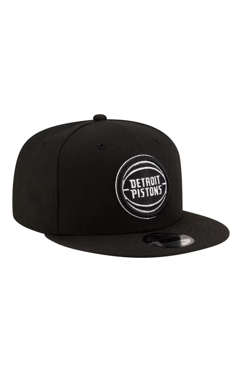 New Era Men's New Era  Black/White Detroit Pistons Team 9FIFTY Snapback Hat, Alternate, color, Black