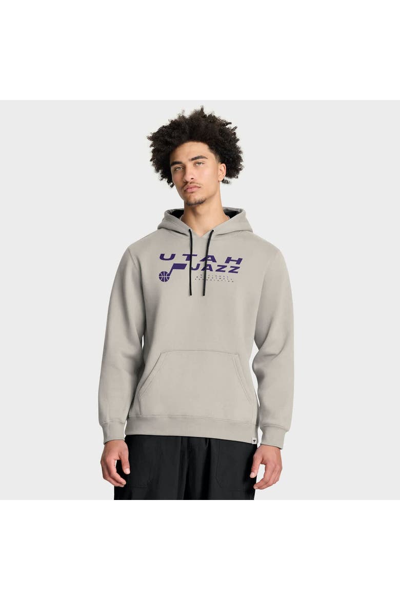 Men's Fanatics Off White Utah Jazz Crossover Collection Blocked Shot Premium Pullover Hoodie, Main, color, Cream