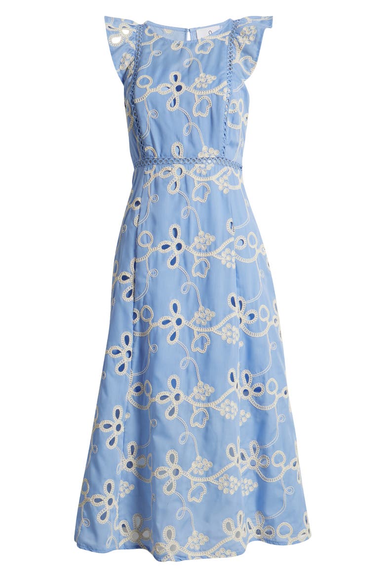 Rope Embroidery A-Line Dress, Alternate, color, LIGHT BLUE