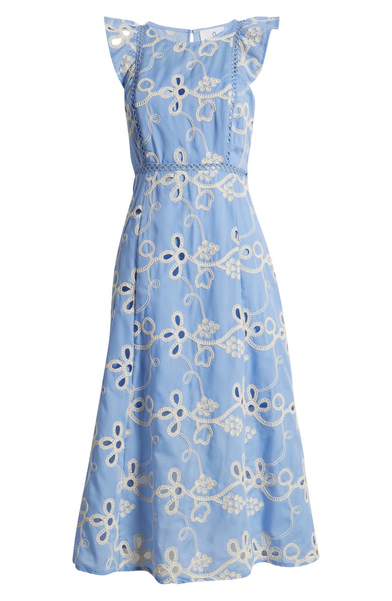 Sam Edelman Rope Embroidery A-Line Dress, Alternate, color, Light Blue