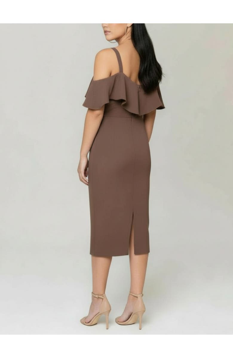 RACHEL Rachel Roy Marcella Off the Shoulder Ruffle Midi Dress, Alternate, color, Mocha
