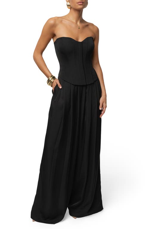 Jluxlabel Clara Pleated Wide Leg Trousers In Black