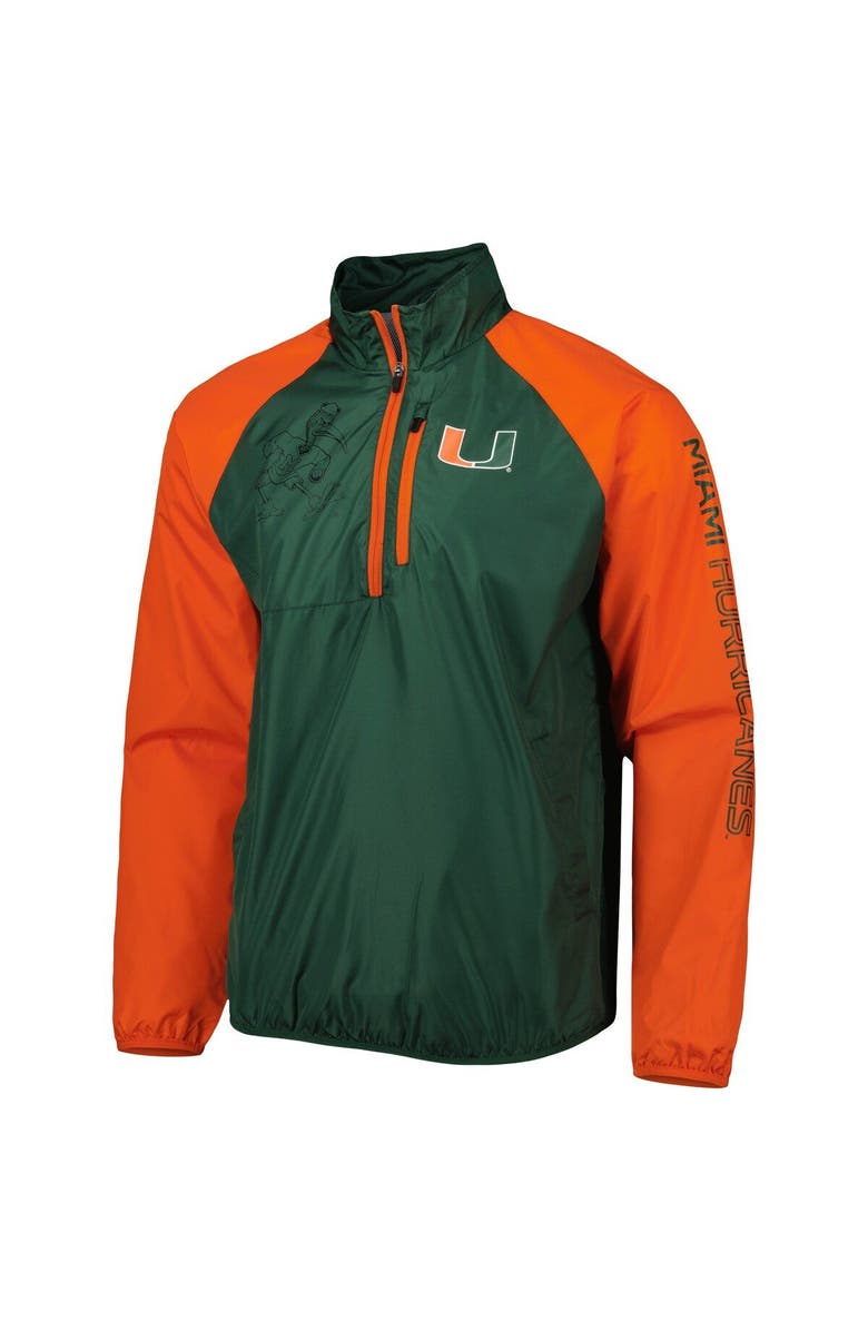 G-III SPORTS BY CARL BANKS Men's G-III Sports by Carl Banks Green Miami Hurricanes Point Guard Raglan Half-Zip Jacket, Alternate, color, Green