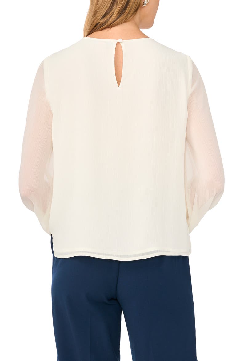 Gathered Crewneck Long Sleeve Top, Alternate, color, TOASTED