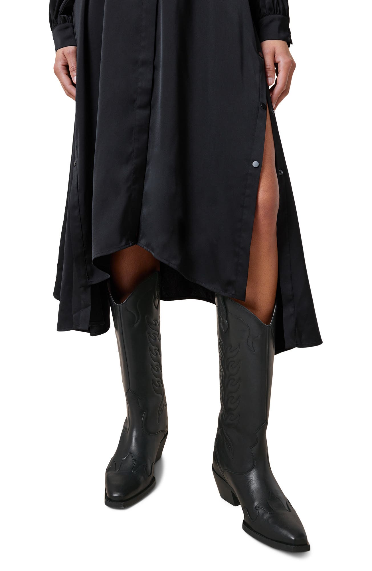 AllSaints Dolly Western Boot, Alternate, color, Black