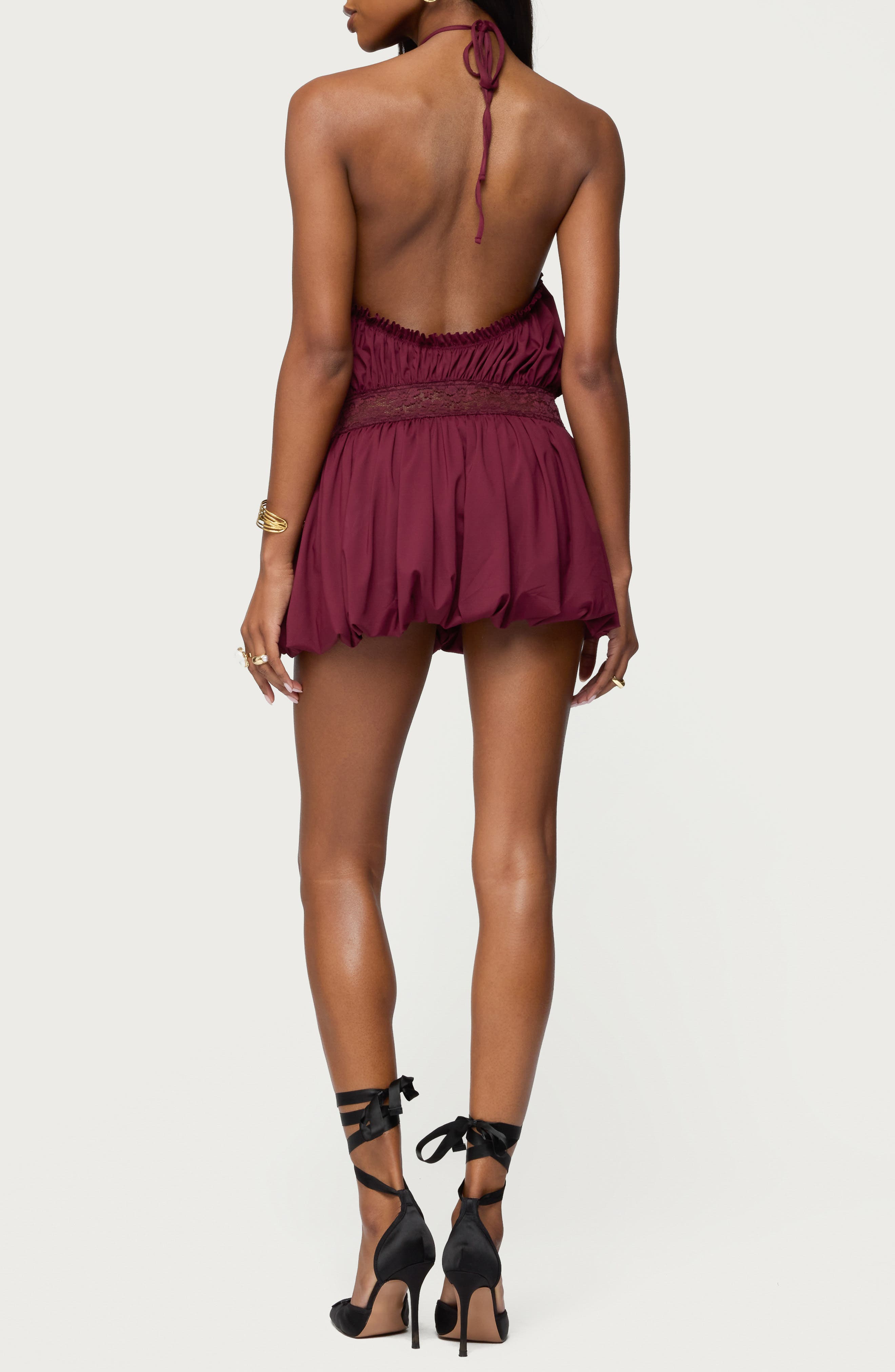 Aida Open Back Bubble Hem Halter Minidress - image 2