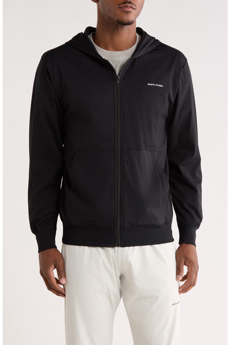 Tempo Lite Zip Hoodie, Main, color, BLACK