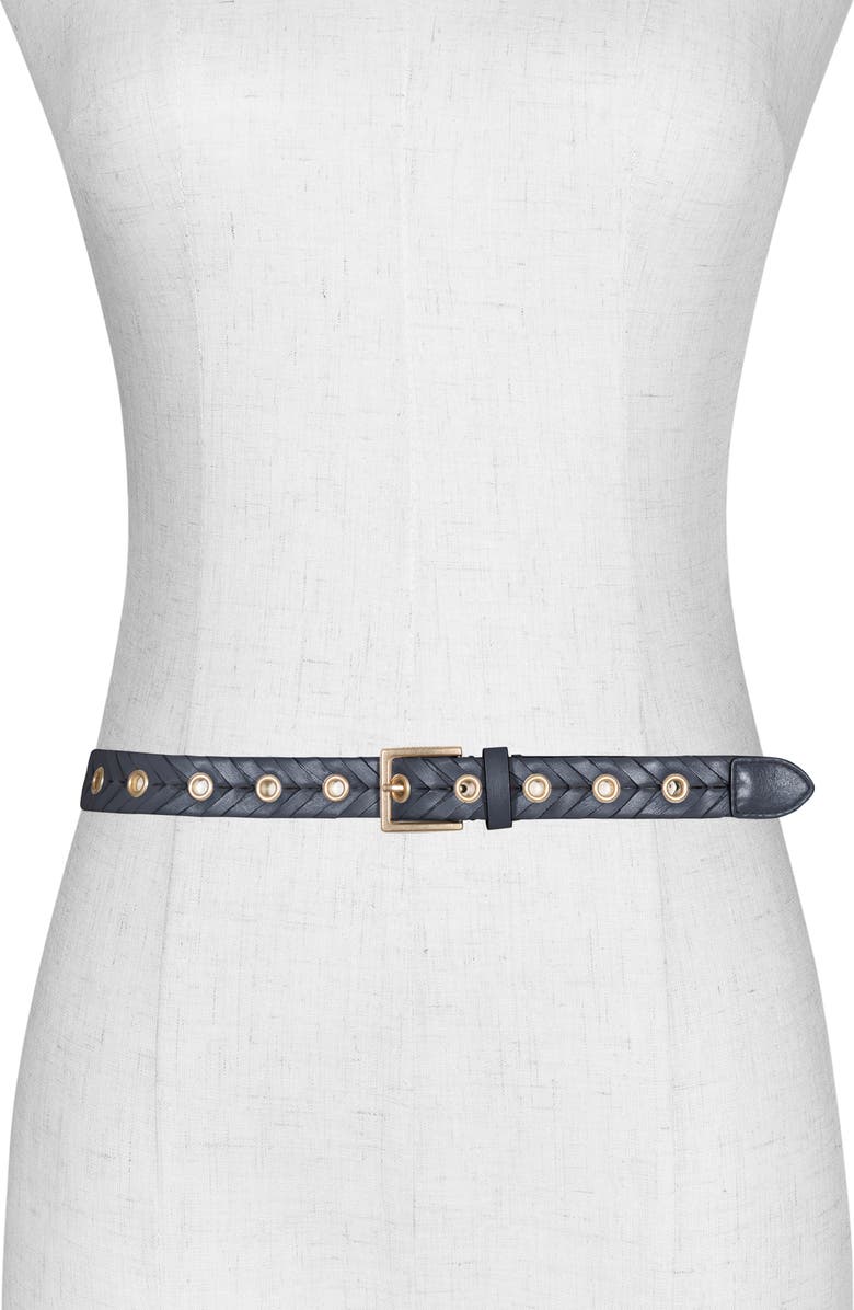 AllSaints Woven Leather Eyelet Belt, Alternate, color,