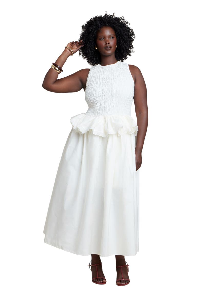 Trim Detail Peplum Midi Dress, Main, color, JET STREAM