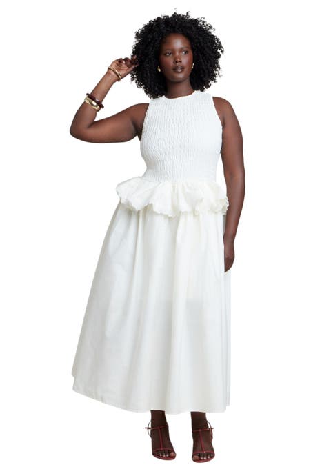 Trim Detail Peplum Midi Dress