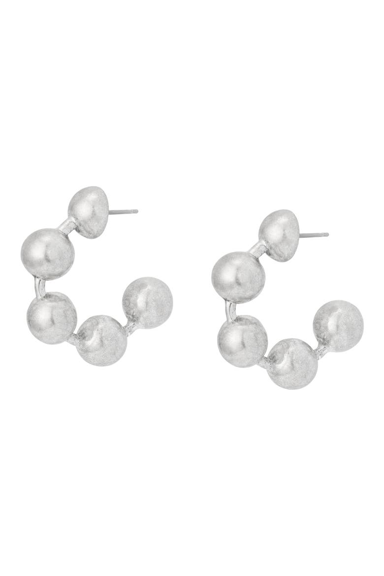 Ballchain Hoop Earrings, Alternate, color, WARM SILVER