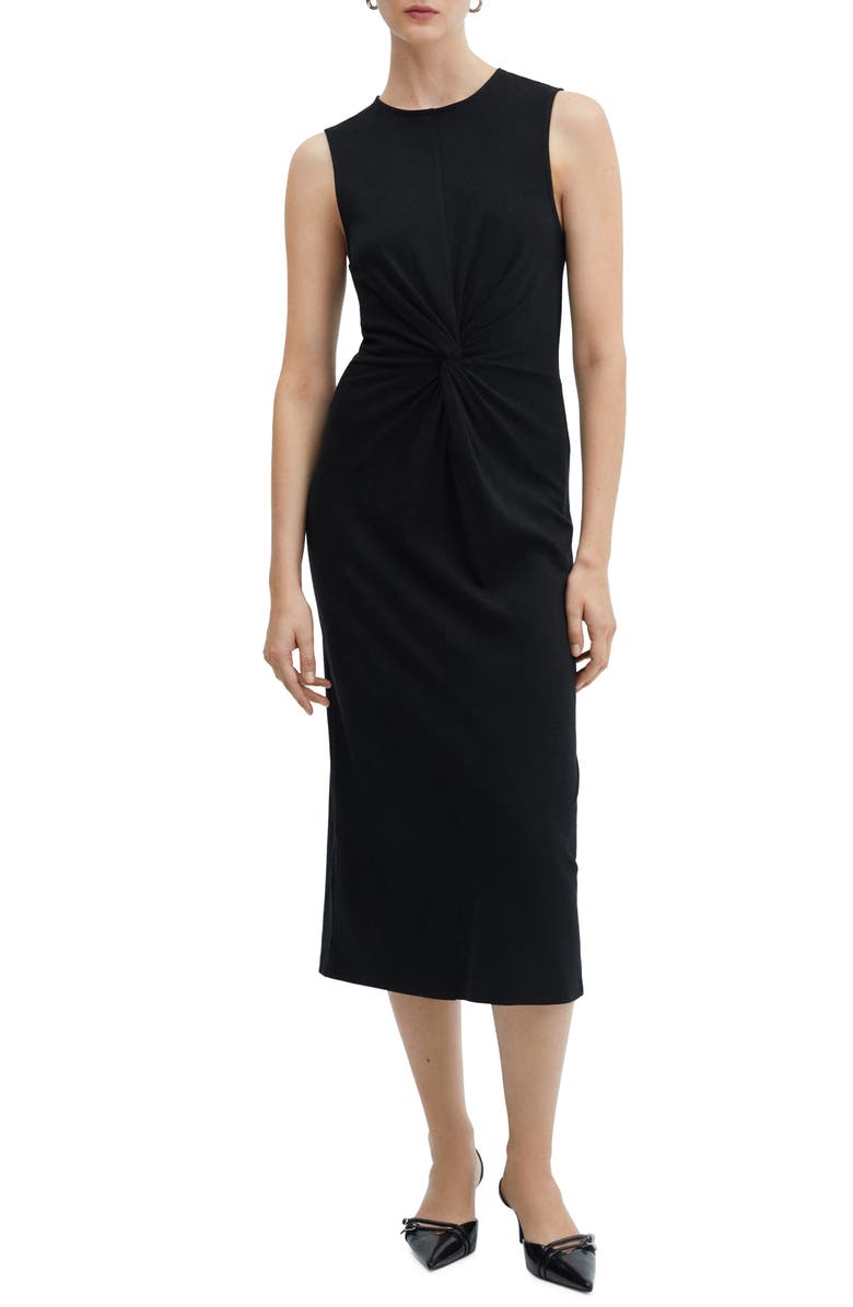 MANGO Center Twist Cotton Midi Dress, Main, color,