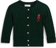 Ralph Lauren Polo Bear Mini Cable Knit Cotton Cardigan