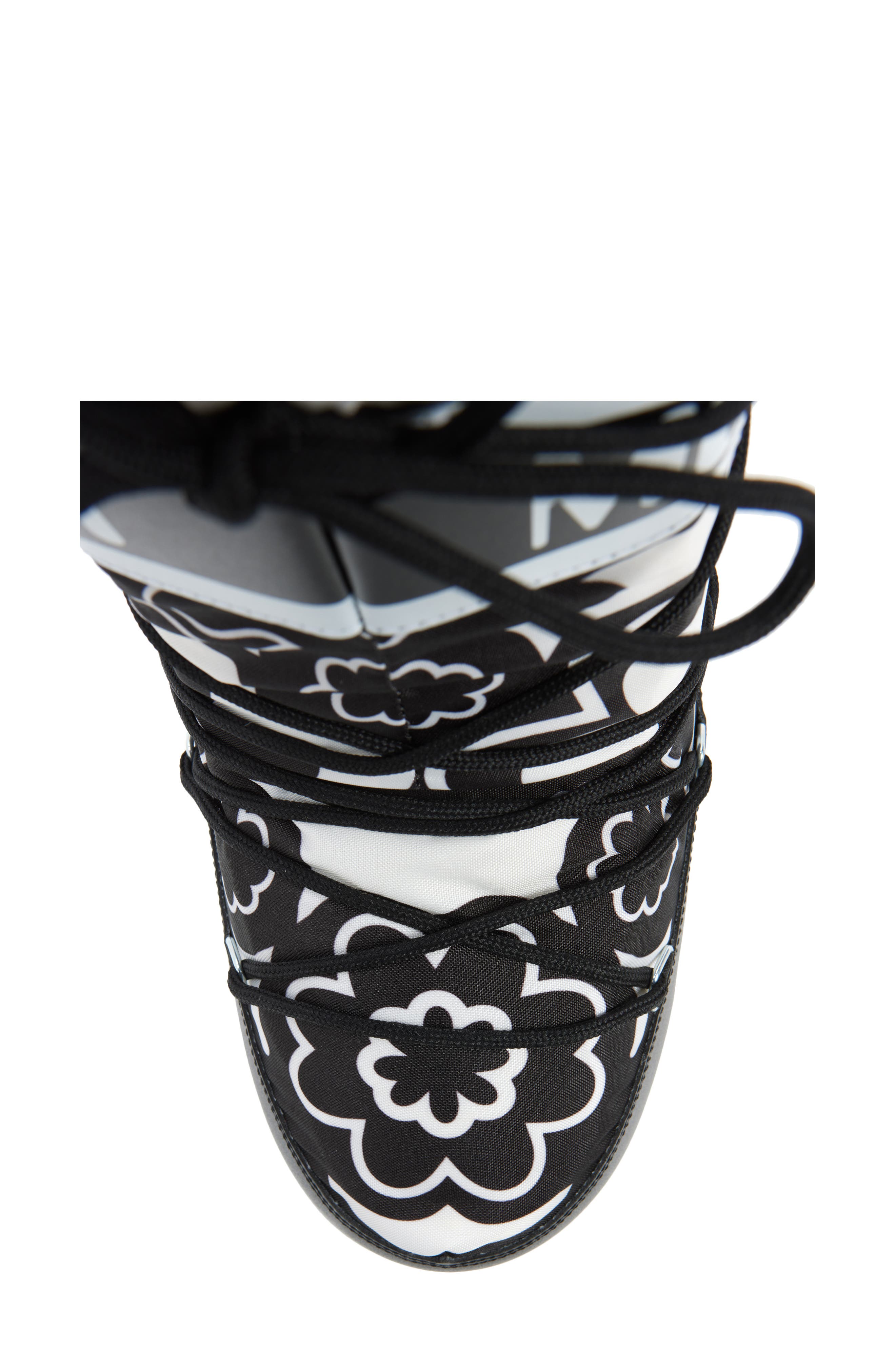 Icon Flower Water Repellent Boot, Alternate, color, BLACK/ WHITE