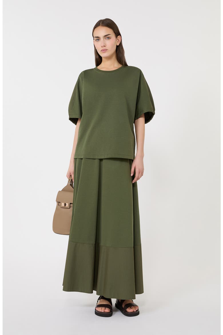 Ribes Mixed Media Maxi Dress, Alternate, color, MOSS GREEN