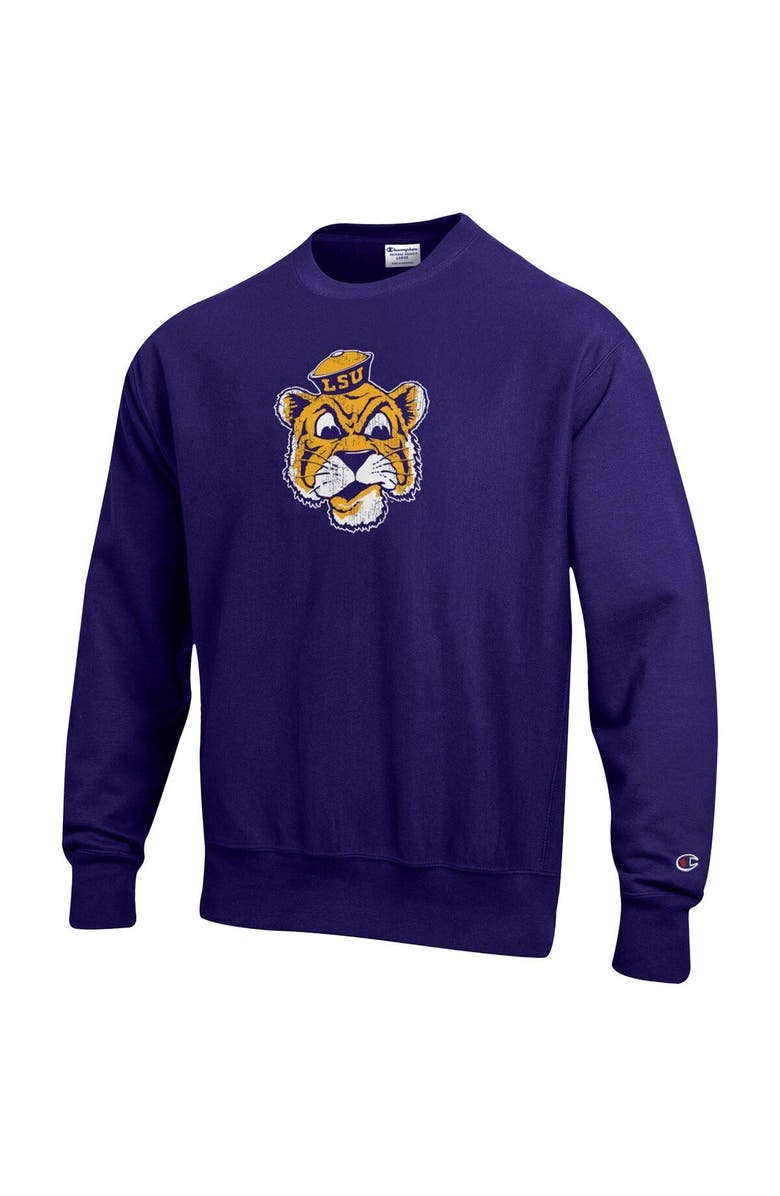 Champion Men's Champion Purple LSU Tigers Vault Logo Reverse Weave Pullover Sweatshirt, Alternate, color,